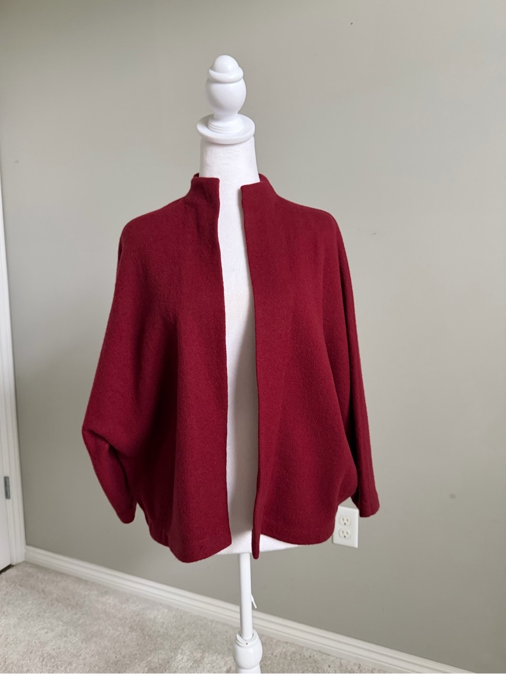 Classiques Entier Burgundy Open-Front Wool Shrug Cardigan